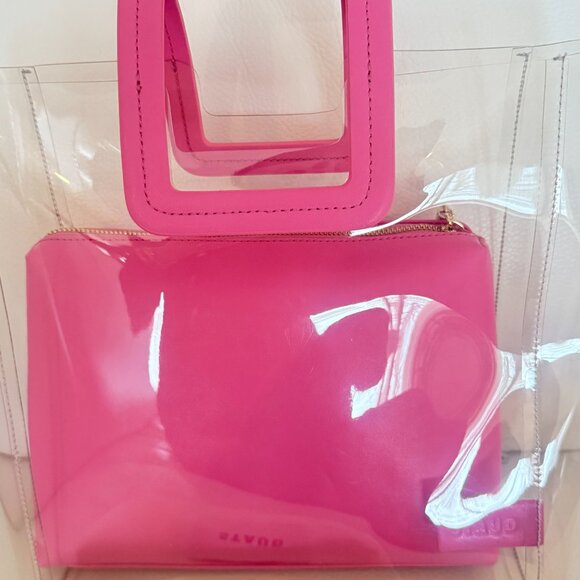 NWT STAUD SHIRLEY BAG TOTE WITH POUCH CLEAR PINK - Picture 2 of 8